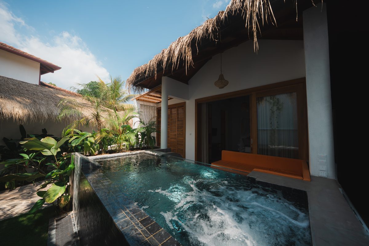 Signature pool suite with private plunge pool at the Sri Lanka surf house